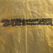 James Lee Byars, Untitled, n.d., India ink on golden paper, framed, 20 ¼ x 20 ¼ inches