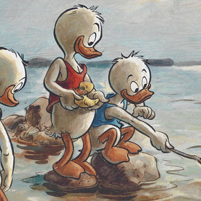 Albert Eiderfelt: Ducklings Playing on the Shore. National Gallery of Duckburg. Photo: National Gallery of Duckburg