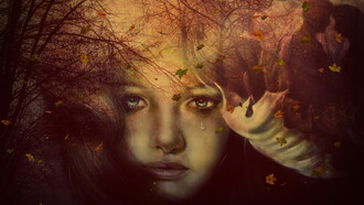 A girl lost in her thoughts is crying 