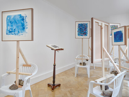 Oscar Murillo, Them, exhibition view. Courtesy of Gagosian Gallery