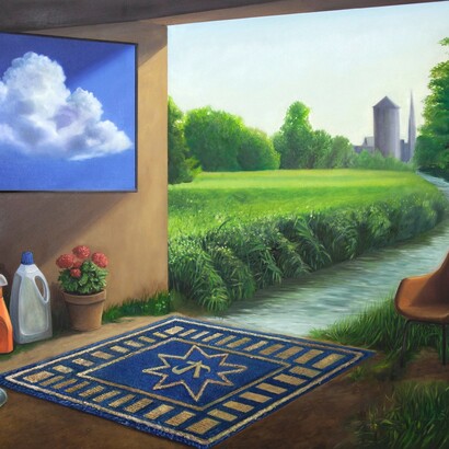 Roberta Cavallari, Abitare la soglia, particolare, olio su tela, 70 x 100 cm, 2026