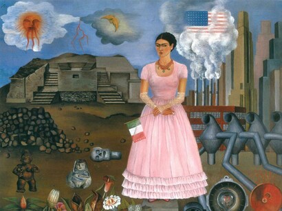 Self-portrait on the border between Mexico and USA
