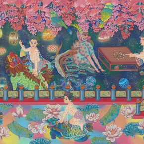 Liu Tianlian, Untitled (detail), Ink on Silk, 196 x 70 cm. Courtesy of the artist and GR Gallery