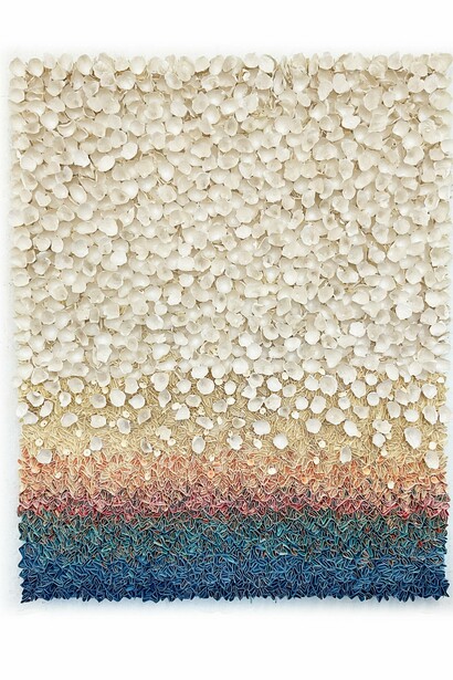 Priscilla Robinson, Beyond, acrylic on abaca hmp, 50 x 40 inches. Courtesy of the artist and Wally Workman Gallery