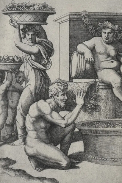 Marcantonio Raimondi, The wine press, c. 1517–20. Courtesy of Cleveland Museum of Art