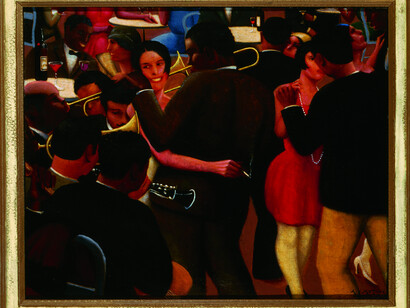 Archibald J. Motley Jr., Blues, 1929. Oil on canvas, 36 x 42 inches (91.4 x 106.7 cm). Collection of Mara Motley, MD, and Valerie Gerrard Browne. Image courtesy of the Chicago History Museum, Chicago, Illinois. © Valerie Gerrard Browne.