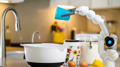 Robô prepara receita. Fui analisar meu histórico de buscas no chat e notei que o que mais busco é realmente informação sobre ingredientes, para aprofundar meus conhecimentos de questões nutricionais ligadas a eles. Além disso, também costumo perguntar sobre substituições de ingredientes, calcular quantidades ou até pedir sugestão de receitas com produtos específicos