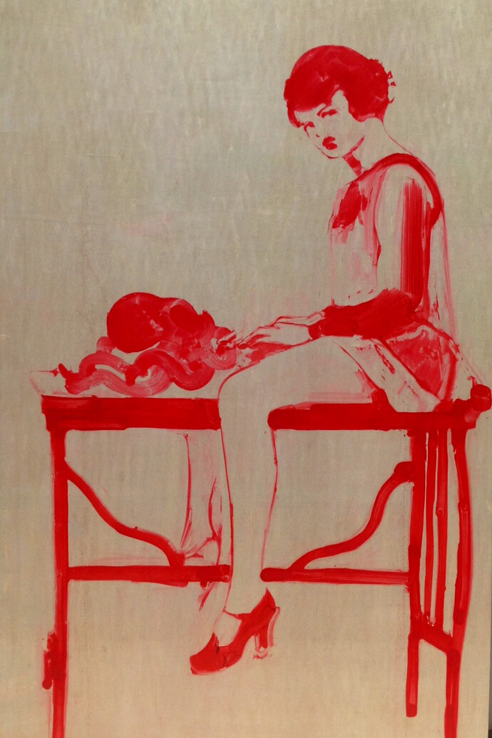 Ilona Szalay, Lust, Oil and Resin on board, 100 x 200 cm