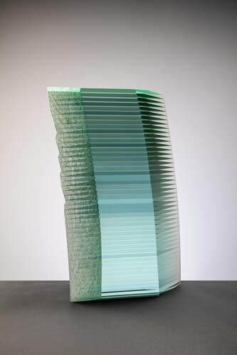 Wesley Neal Rasko, Silent Morning, 2022, painted, laminated, cut, and polished glass, 19x14.50x5.50 inches