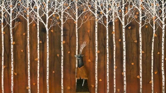 Andy Kehoe, Strolling Through a Close Enchantment, oil, acrylic, polymer clay and resin in wood box, 30 x 20 inches, (76.20 x 50.80 cm)