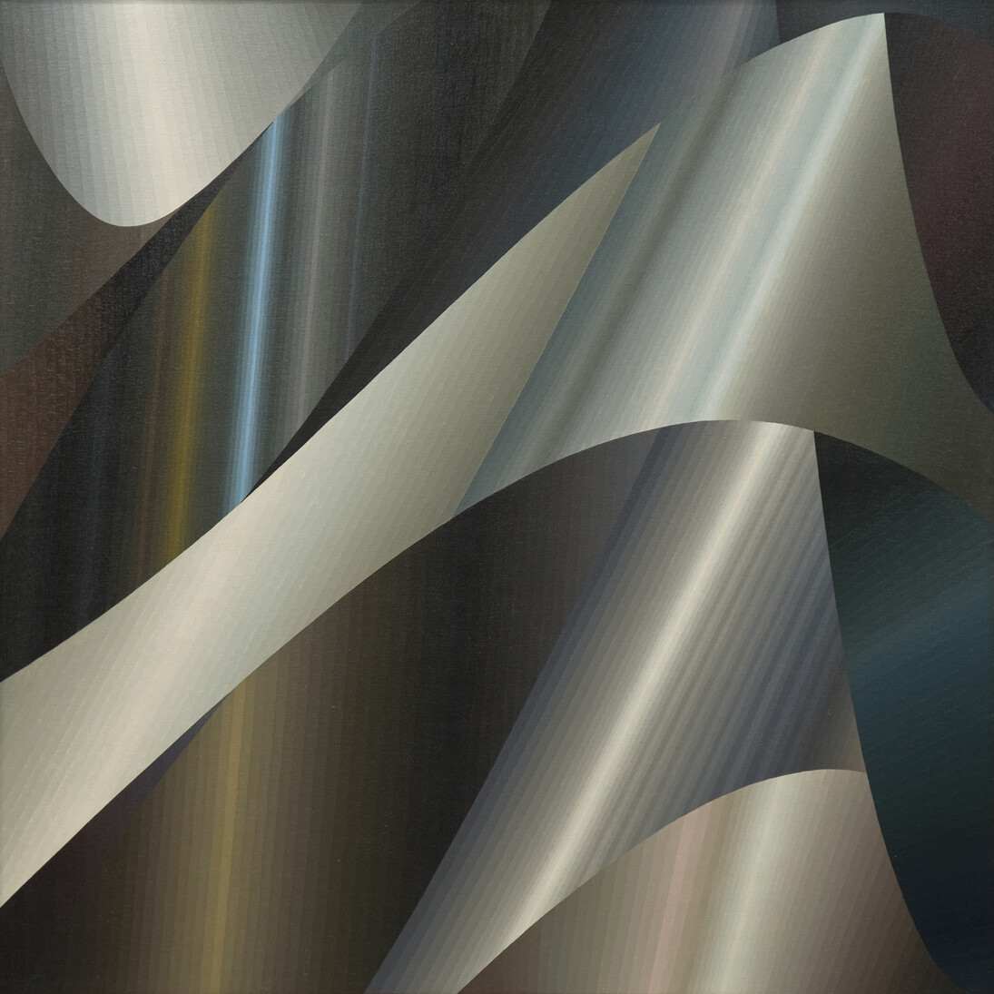Samia Halaby, Slicer Waves, 1973, Oil on canvas, 122 x 122 cm