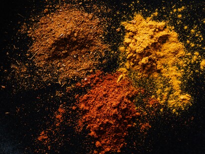 Turmeric, cumin and paprika powder