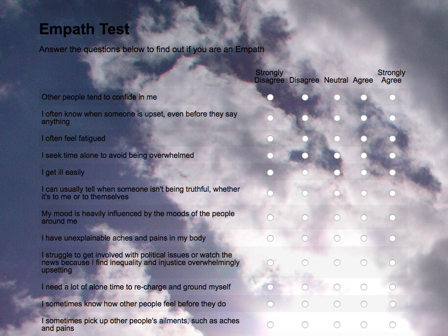 Leah Clements, The Empath Test main page, 2015, image courtesy of the artist