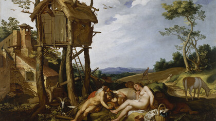Abraham Bloemaert, en la parábola del trigo y la cizaña (1624), representa la pereza y la indolencia a través de los «campesinos perezosos»