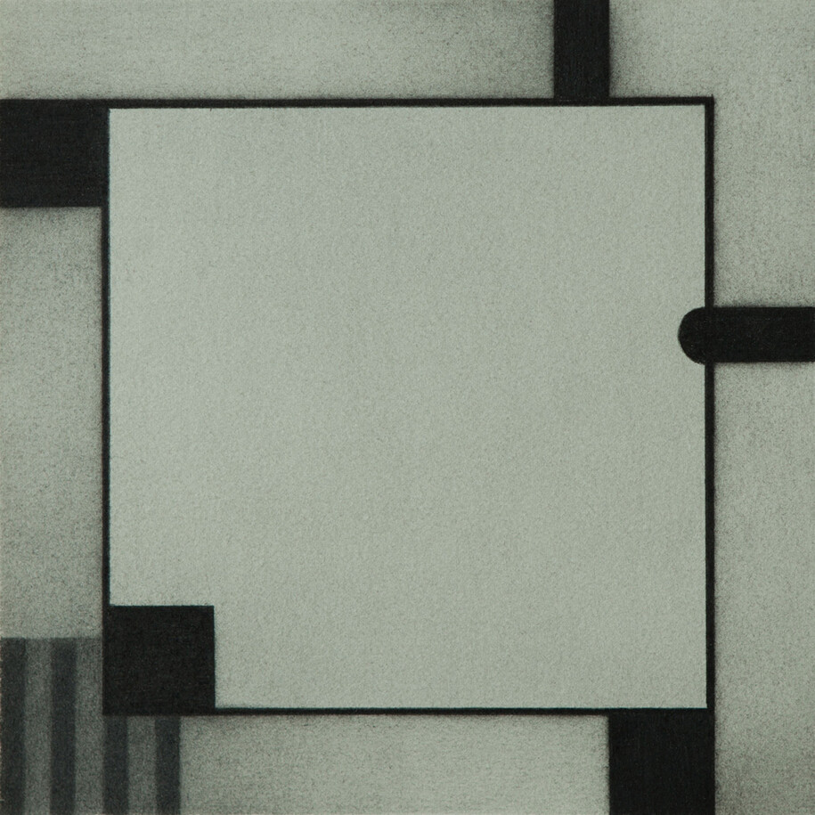 Pete Schulte, The Game, 2014, graphite, white ink and pigment on paper, 8 x 8 inches