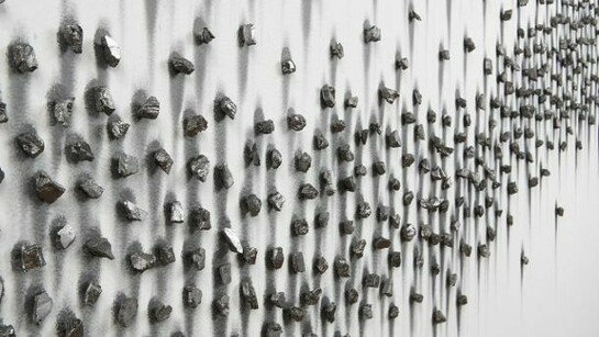 Teresita Fernández, Epic (detail), 2009, graphite, magnets, Installation view, USF Contemporary Art Museum, 2009, Photo: Aaron Igler, Greenhouse Media, Courtesy the artist and Lehmann Maupin, New York and Hong Kong