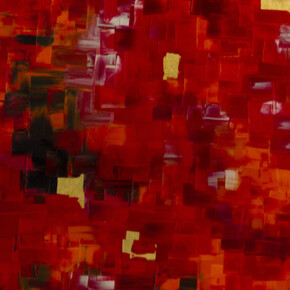 Jotape, Abstract (red) 2016; mxed media, gold leaf and resin on canvas; 120x80cm (46,8x31,2 in). Courtesy of Espinasse 31