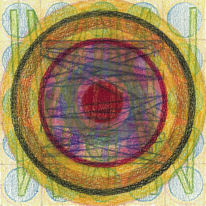 Magical Night #8, coloured pencil on paper, 13 x 13 cm, Mark Weighton, 2011