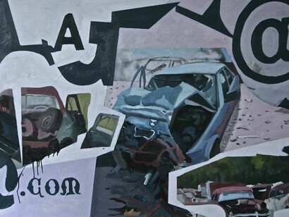 George Afedzi Hughes, Blue Wreck, 2013, oil on canvas, 40x60 inches