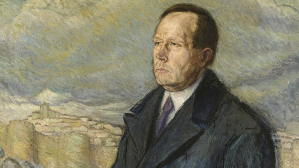 Juan de Echevarría; Retrato de Azorín con Ávila de fondo, 1922, Museo Nacional Centro de Arte Reina Sofía (detalle)