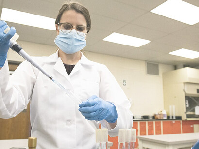 Jennifer Acuff, an Assistant Professor specializing in food microbiology and safety at the Department of Food Science, conducts research aimed at improving the safety of both fresh and processed foods, with a focus on protecting them from microbial contamination, photo credit: UA System Division of Agriculture, Fred Miller