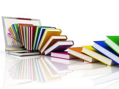 Livros que saem de um computador