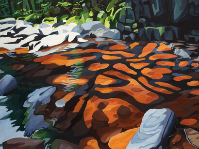 Nola Parker, Little River, 2022, acrylic on panel, 20x30 inches. Courtesy of the artist and Wally Workman Gallery