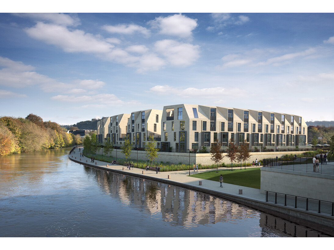 Alison Brooks, Western Riverside housing, Phase 3, currently on site, about 75% complete, Bath Riverside, a Crest Nicholson scheme due for completion in 2015. Architects: Alison Brooks Architects. Visualization © Alison Brooks Architects
