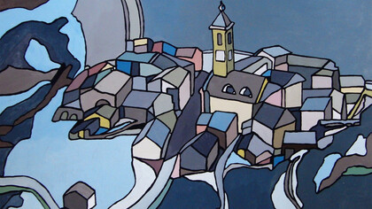 Gianni Gaschino, Sulla diga (dettaglio), 50x42, smalto su cartoncino, 1992
