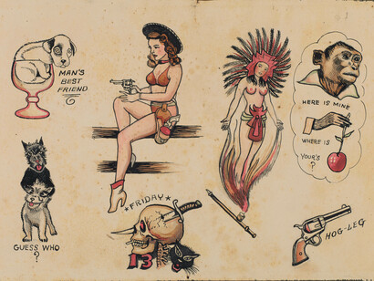 Artwork from 'Vintage Flash Tattoo: 100 Years of Traditional Tattoos from the Collection of Jonathan Shaw', published by powerHouse Books