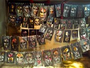 Othelo Quirval: «Desaparecidos de Ayotzinapa», 2016, instalación con retratos en acrílico sobre cartón de empaques de cereal