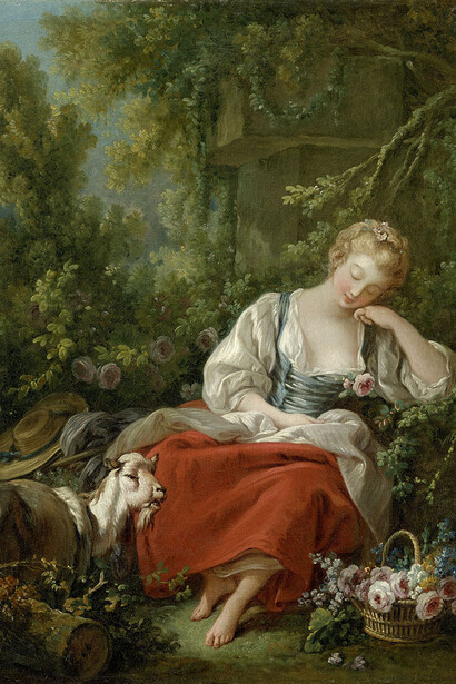 François Boucher, La rêveuse – Dreaming Shepherdess (detail), after 1760 - around 1763. Courtesy of DomQuartier Museum
