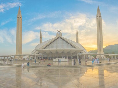 The Faisal Mosque is the national mosque of Pakistan and is located in the capital city of Islamabad