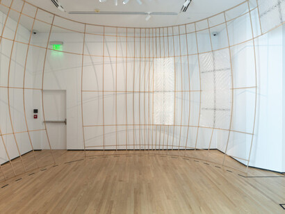 Caroline Monnet, River flows through bent trees, exhibition view. Courtesy of The Baltimore Museum of Art