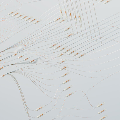 Arte imaginada por Novoto Studio do que seria a inteligência artificial e os algoritmos em funcionamento