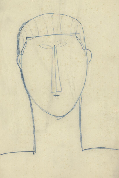 Male Head & Shoulders, c.1911, Blue crayon, 42.8 x 26.7 cm, Courtesy: Richard Nathanson, London