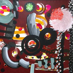 Peter Wayne Lewis, Cosmic Fiber II, 2014, acrylic on linen, 36 x 42 inches. Courtesy of the artist and Skoto Gallery