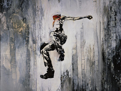 Jason Shawn Alexander,Road to Awe, 2014. Ink, polyurethane, acrylic, oil, and paper on two canvases, 98 x 114 in. Courtesy of 101/Exhibit