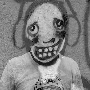 Alberto García-Alix, Autorretrato dibujado a un muro, 2013, Black and white photograph, © ADAGP Alberto García-Alix, Courtesy the artist and kamel mennour, Paris
