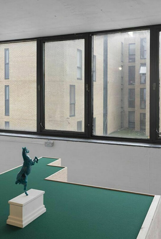 Tom Railton, Chevalier Haquenée, 2013, 1:9 scale proposal model, Verdigris/Encaustic paint, Hainsworth® Standard Holly Baize, Gypsum Plaster, Softwood, Far Eastern Plywood, Copper-coated Mild Steel