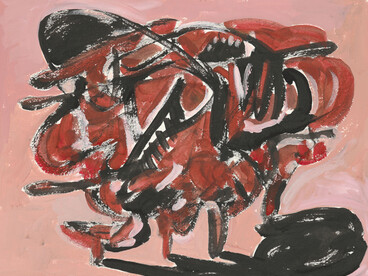 Phyllida Barlow, untitled, 2010, acrylic on paper, 42.5 x 59.8 cm / 16 3/4 x 23 1/2
inches, © Phyllida Barlow Estate. Courtesy the Phyllida Barlow Estate and Hauser & Wirth.
Photo: Alex Delfanne