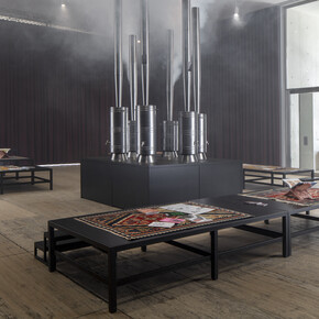 Slavs and Tatars, Samovar swell, exhibition view. Courtesy of Museo Jumex