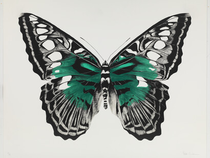 Butterfly Green, hand printed silk screen, 96 x 122cm