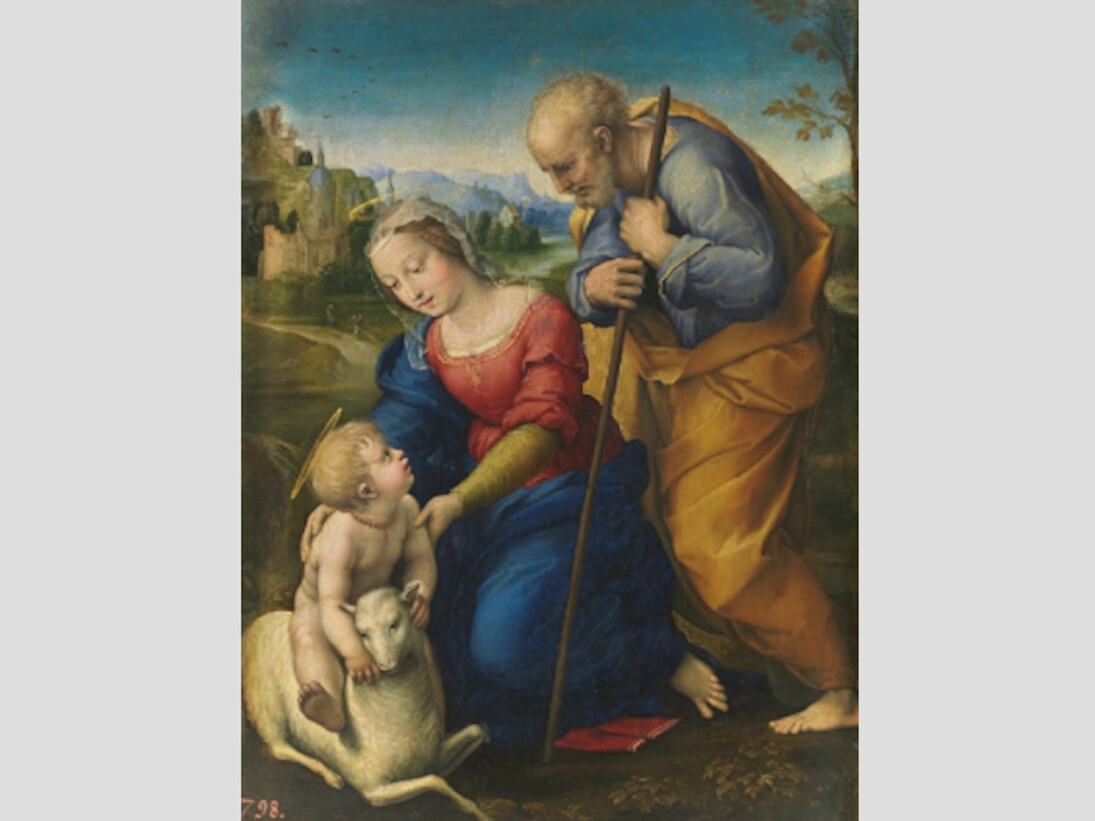 The Holy Family with a Lamb, 1507. Oil on panel, 28 x 21.5 cm. Courtesy of Museo del Prado
