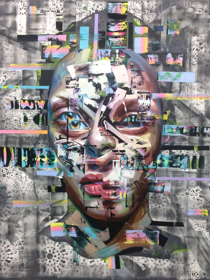 Justin Bower, “Godliness,” Oil on canvas 7 x 6’ 2015