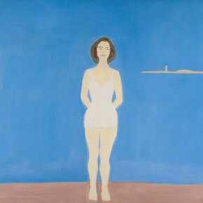 Alex Katz, Bather, 1959, oil on canvas, 48" x 72". Exhibited: Alex Katz Retrospective, Whitney Museum of American Art, 1986. Alex Paints Ada, Jewish Museum, New York, 2006. Brand-New & Terrific: Alex Katz in the 50s,Colby Museum of Art, Cleveland Museum of Art, 2015. Alex Katz Retrospective: Early Paintings, Colby College July 2015, Cleveland Museum of Art, Sept. 2015. Illustrated in color in catalogs. Illustrated in Alex Katz a Retrospective by Irving Sandler. Illustrated in Alex Katz by Robert Storr. Illustrated in Alex Katz Paintings 1957-59, Robert Miller Gallery, NY. 