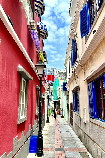 Brightly painted, narrow alleys of Taipa, Macau ©Alma Reyes