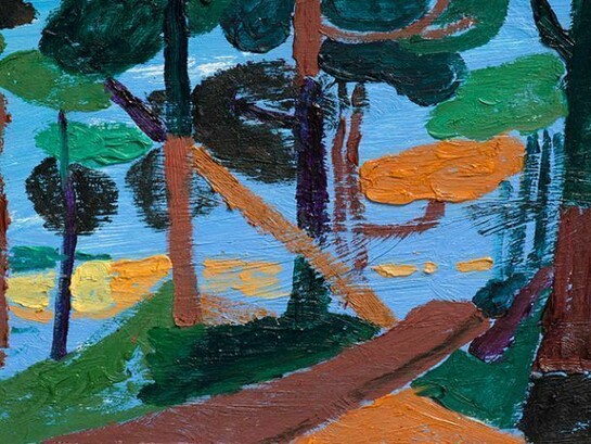 Tal R, Walk towards Hare Hill, 2013, Oil on cardboard, 25 x 18 cm, 9 7/8 x 7 1/8 in, Courtesy the Artist and Victoria Miro, London,
© Tal R