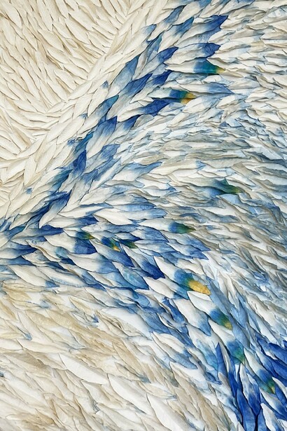 Priscilla Robinson, As the Winds Blows (detail), acrylic on abaca hmp, 42 x 60 inches. Courtesy of the artist and Wally Workman Gallery