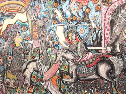 Justin Duerr, Scroll 26. On the heels of Word War Five, 2024. Courtesy of Van Der Plas Gallery